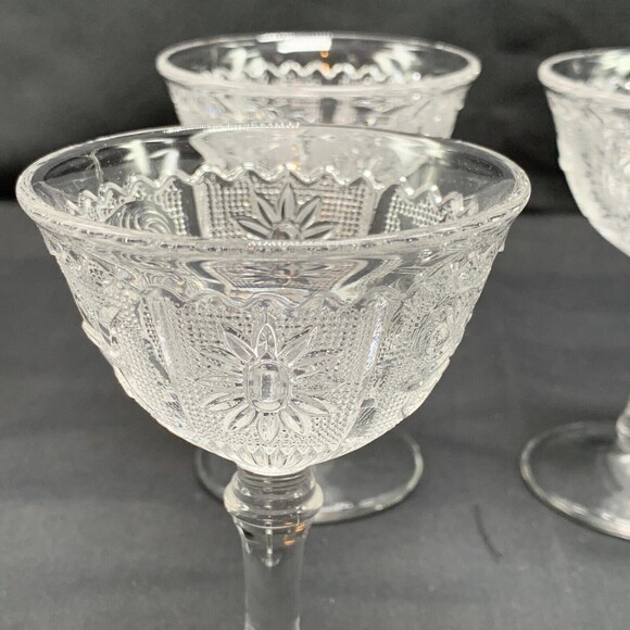 Vintage Duncan and Miller Cordials Clear Sandwich Glass Port Sherry Wine Stems - Picture 3 of 9